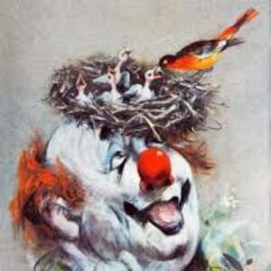 Vintage 1950 Ephemera Cydney Grossman The Birds Nest Clown Whimsical Art 11 x 14